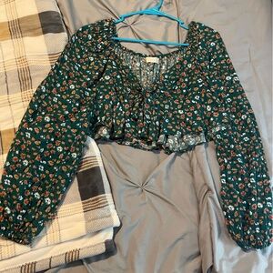 Altar'd State Floral Green Crop Top